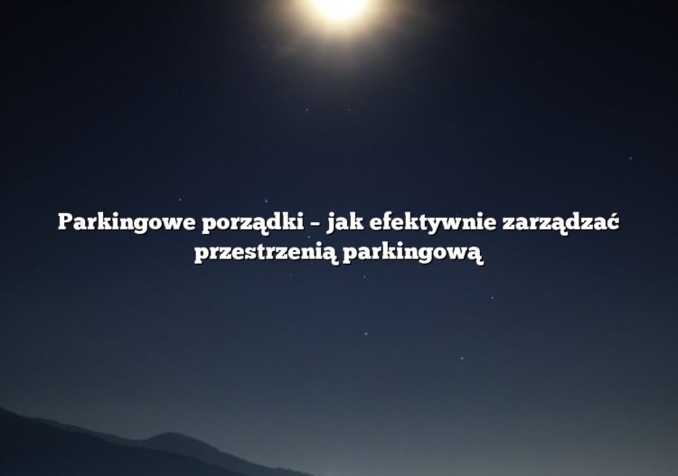 Parkingowe porządki – jak efektywnie zarządzać przestrzenią parkingową